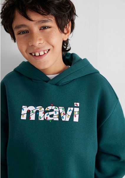 Yılbaşı Temalı Yeşil Sweatshirt 6S10178-71932