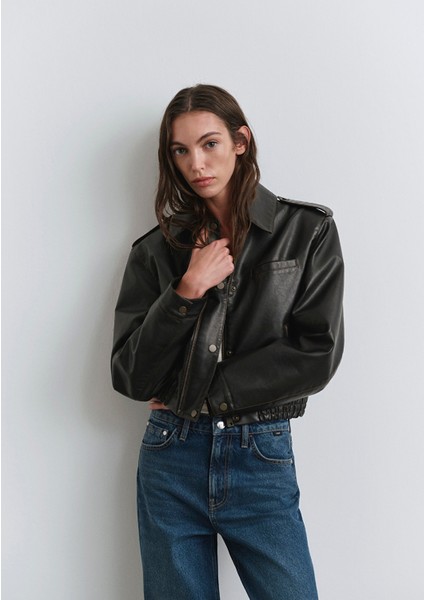 Kahverengi Suni Deri Ceket 1110782-90892 fiyatları