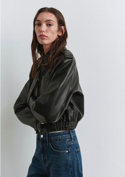 Kahverengi Suni Deri Ceket 1110782-90892 fırsatları