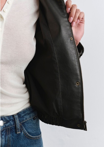 Kahverengi Suni Deri Ceket 1110782-90892