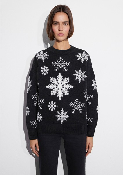 Yılbaşı Temalı Siyah Kazak 1710861-900 fırsatları