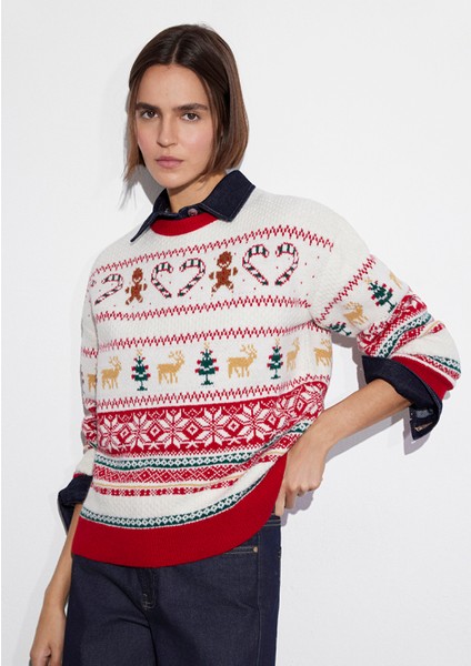 Yılbaşı Temalı Ekru Kazak 1710863-70057 modelleri