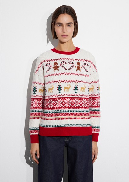 Yılbaşı Temalı Ekru Kazak 1710863-70057 fırsatları