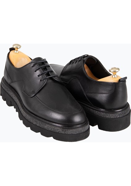 Erkek Bağcıklı Eva Taban Deri Ayakkabı Siyah fırsatları
