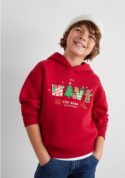 Yılbaşı Temalı Kırmızı Sweatshirt 6S10177-70390 fiyatları