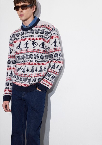 Yılbaşı Temalı Ekru Kazak 0710401-70057