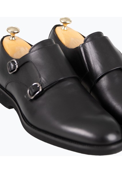 Erkek Klasik Ayakkabı Çift Tokalı Hakiki Deri Eva Taban Siyah modelleri
