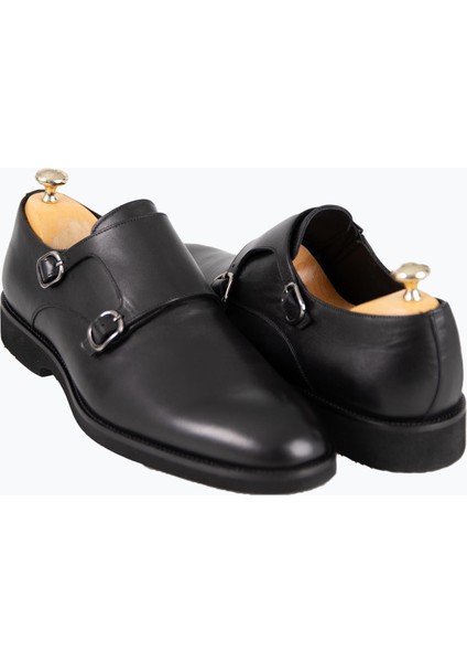 Erkek Klasik Ayakkabı Çift Tokalı Hakiki Deri Eva Taban Siyah fırsatları