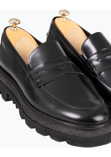 Erkek Loafer Ayakkabı Hakiki Deri Yüksek Eva Rahat Taban Siyah Açma modelleri