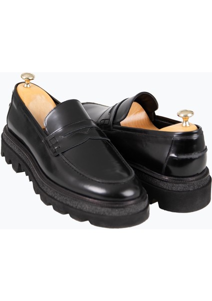 Erkek Loafer Ayakkabı Hakiki Deri Yüksek Eva Rahat Taban Siyah Açma fırsatları