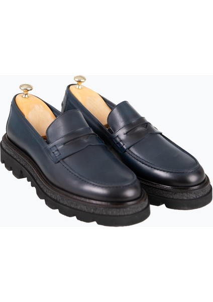 Erkek Loafer Ayakkabı Hakiki Deri Yüksek Eva Rahat Taban Lacivert fiyatları