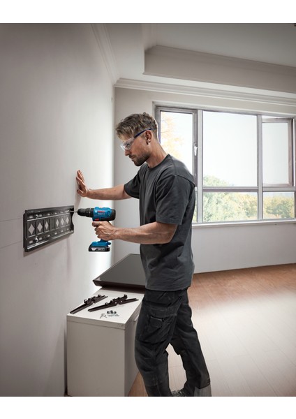 Gsb 183-LI 2 Ah Tek Akülü Vidalama Darbeli Matkap + 32 Parça Bits Uç Seti + Mavi Sırt Çantası