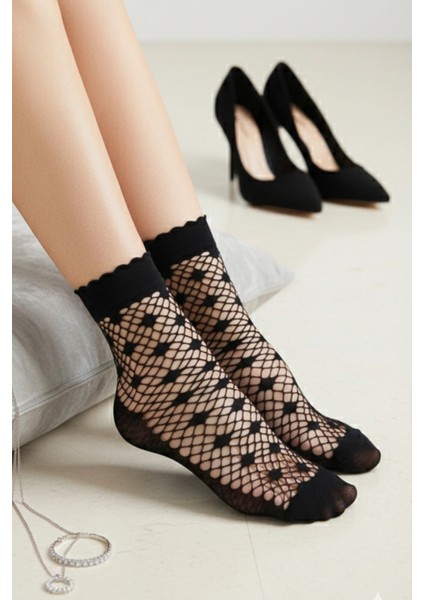 2 Çift Baklava Desenli (Bilek Boyu) File Çorap fiyatları