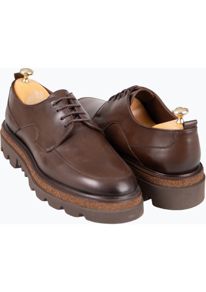 Erkek Bağcıklı Eva Taban Deri Ayakkabı Kahverengi fırsatları