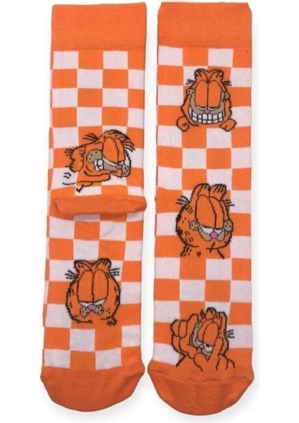 Garfıeld Damalı Soket Çorap