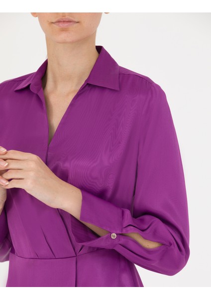 Kadın Menekşe Saten Elbise 50274705-VR037