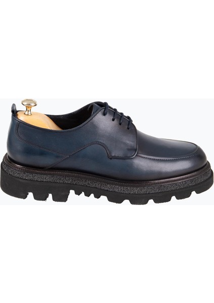 Erkek Bağcıklı Eva Taban Deri Ayakkabı Lacivert