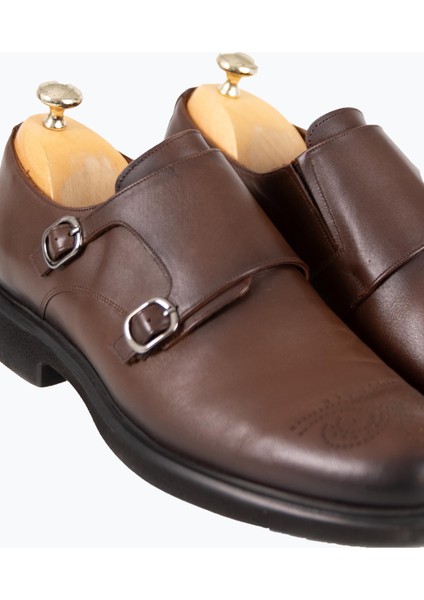 Erkek Klasik Ayakkabı Çift Tokalı Deri Eva Taban Kahverengi fiyatları