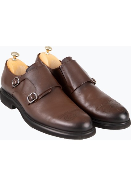 Erkek Klasik Ayakkabı Çift Tokalı Deri Eva Taban Kahverengi modelleri