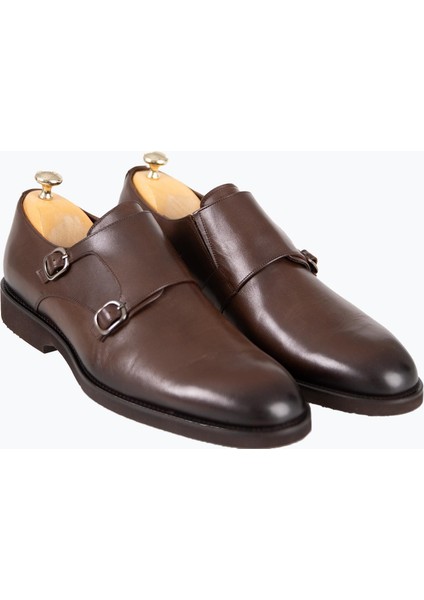 Erkek Klasik Ayakkabı Çift Tokalı Hakiki Deri Eva Taban Kahverengi fiyatları