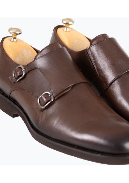 Erkek Klasik Ayakkabı Çift Tokalı Hakiki Deri Eva Taban Kahverengi modelleri