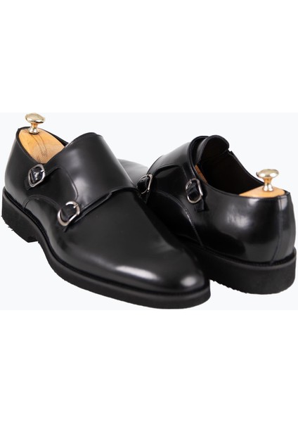 Erkek Klasik Ayakkabı Çift Tokalı Hakiki Deri Eva Taban Siyah Açma fırsatları