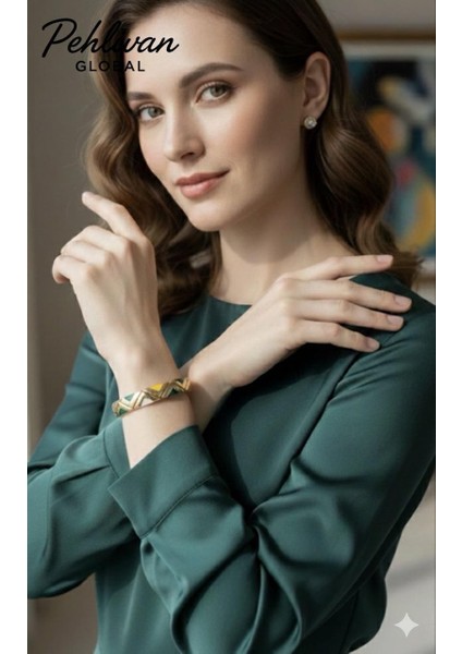 Çelik & Mineli Sanat Koleksiyonu Çelik Bileklik