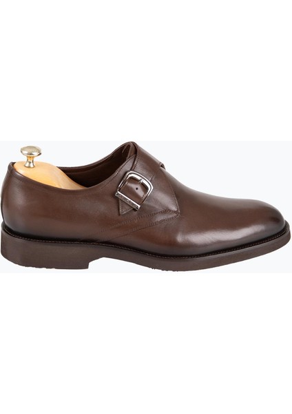 Erkek Klasik Ayakkabı Tokalı Deri Eva Taban Kahverengi