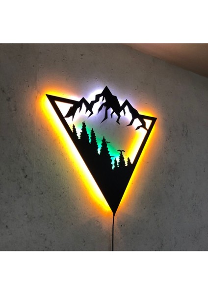 Geometric Mountain - LED Işıklı Duvar Dekorasyonu fırsatları
