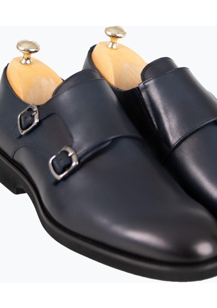 Erkek Klasik Ayakkabı Çift Tokalı Hakiki Deri Eva Taban Lacivert modelleri