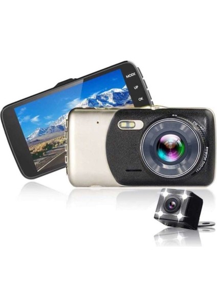 Wdr Gece Görüşlü Full Hd 4 Inç 1080P Araç Içi Kamera Park Sensörü