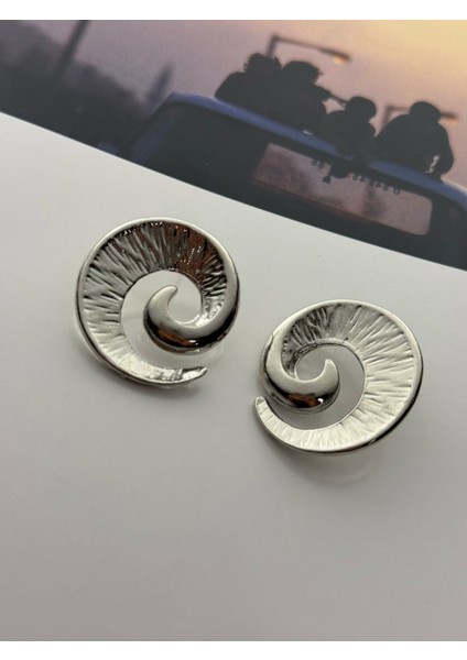 Spiral Küpe Gümüş Renk Rodyum Kaplama Küpe