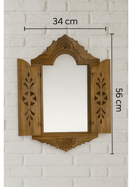 El Oyması Desenli Ahşap Kapaklı Duvar Aynası fırsatları