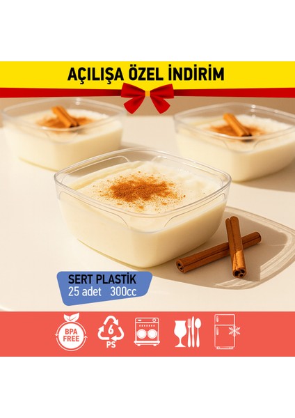 Bizdengelsin 25’li Sütlaç Kase, Mika Sert Plastik Şeffaf, 300 cc Tatlı, Meze, Salata, Çerez, Dondurma fiyatları