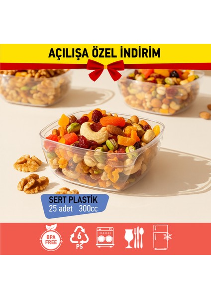 Bizdengelsin 25’li Sütlaç Kase, Mika Sert Plastik Şeffaf, 300 cc Tatlı, Meze, Salata, Çerez, Dondurma modelleri