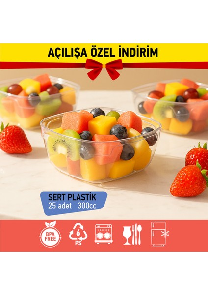 Bizdengelsin 25’li Sütlaç Kase, Mika Sert Plastik Şeffaf, 300 cc Tatlı, Meze, Salata, Çerez, Dondurma fırsatları
