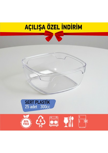 Bizdengelsin 25’li Sütlaç Kase, Mika Sert Plastik Şeffaf, 300 cc Tatlı, Meze, Salata, Çerez, Dondurma indirimleri