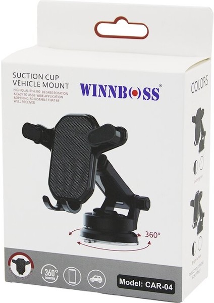 Araç - Oto Telefon Tutucu 360° Kademeli-Uzayan-Kısalan Kol Vantuzlu - Oynar Baş ve Kollar (5358)