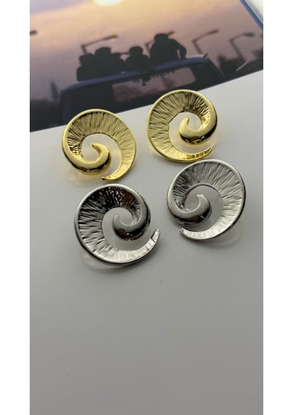2'li Spiral Küpe Seti Çift Renk Küpe Seti Altın ve Rodyum Kaplama Küpe Seti fiyatları