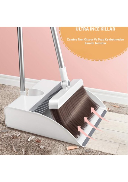 Lüks Katlanabilir Taraklı Faraş & 180° Dönebilen Süpürge – Şık Temizlik Seti