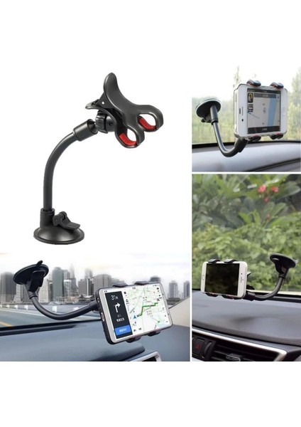 Akrobat Cama Sabitlenen Güçlü Vakumlu 360 Derece Dönen Tüm Modellere Uyan Oto Telefon Tutucu (5358)