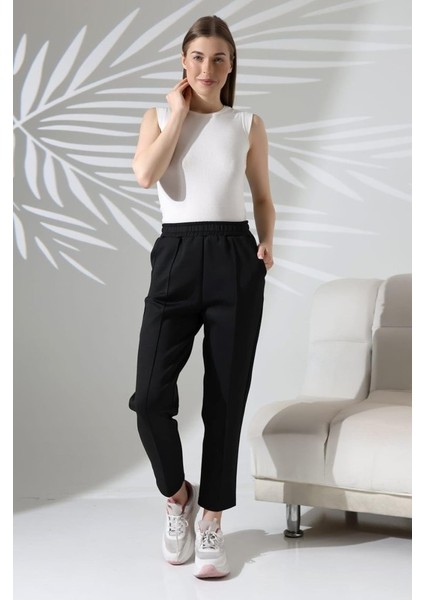 Kadın Uzun Kollu Dalıç Kumaş Cep Detay Beli Lastikli Ütüsüz Pantolon indirimleri