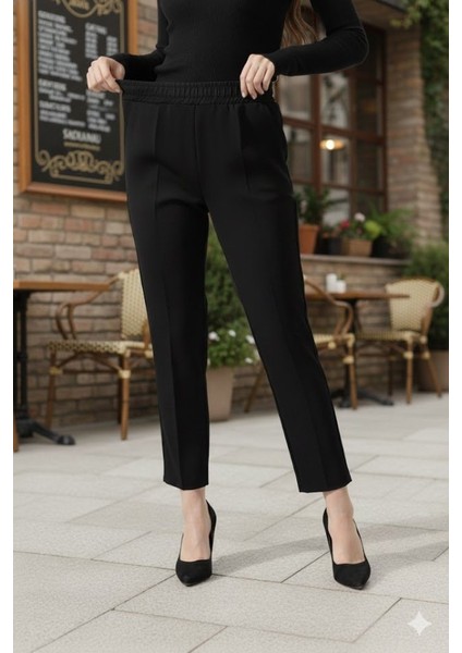 Kadın Uzun Kollu Dalıç Kumaş Cep Detay Beli Lastikli Ütüsüz Pantolon fiyatları