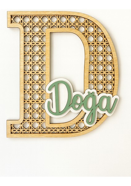 Kişiye Özel Ahşap Hazeran Desen Büyük Harf Isimli Kapı Süsü – Bebek Odası Hastane Süsü modelleri