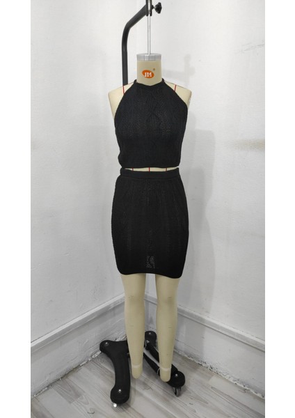 Kadın Kolsuz Mini Erer Crop Ikili Triko Takım fırsatları