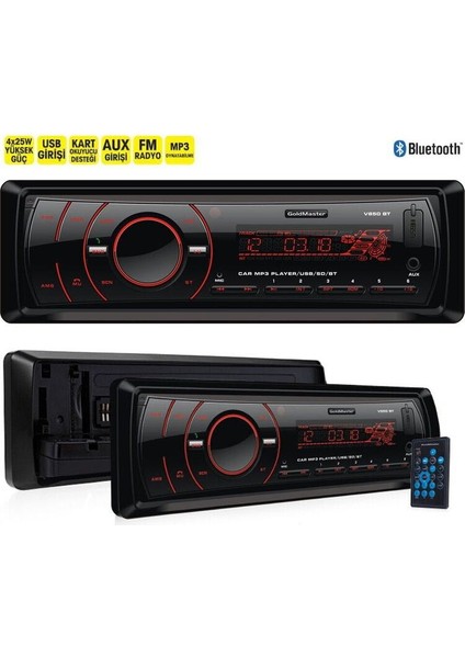 Goldmaster V850 Bt Oto Teyp | Bluetooth, Usb, Sd Kart, Aux Girişli Dijital Medya Oynatıcı