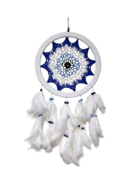 Saks Mavisi Nazar Motifli Kuş Tüylü Duvar Süsü modelleri