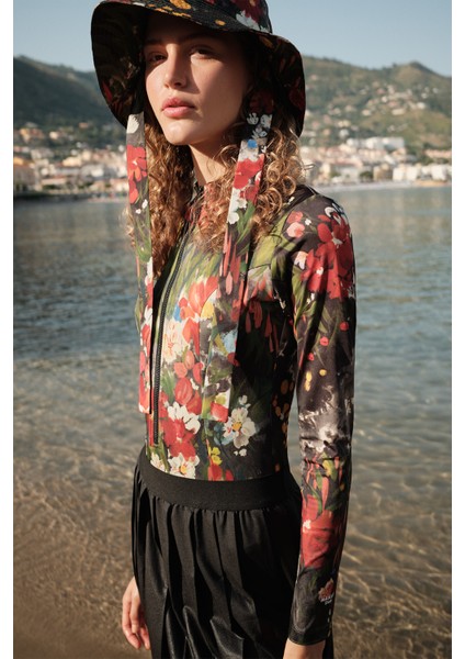 Fermuarlı Surf Mayo Dark Garden