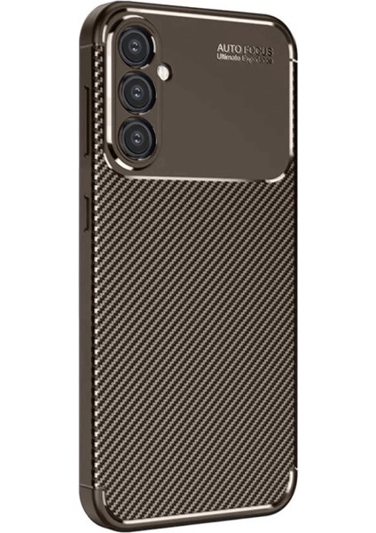 Samsung Galaxy A26 Kılıf Auto Focus Karbon Kapak - Kahverengi
