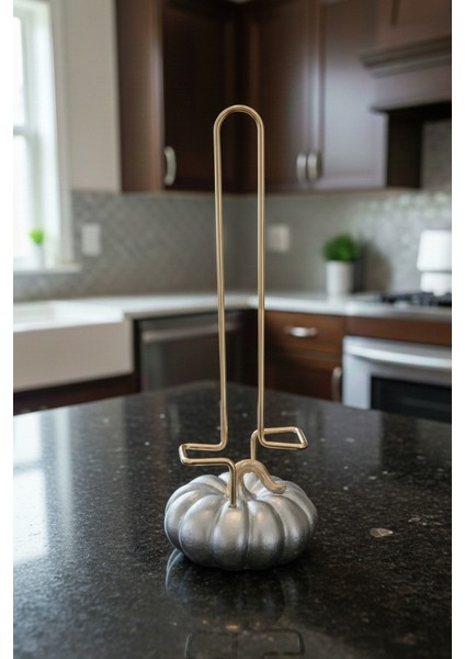 Dekoratif Gümüş Kabaklı Havluluk 34X12 cm (5314)